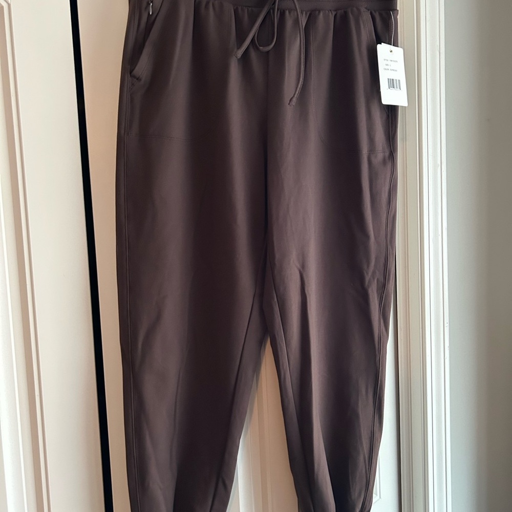 Zane Brown Track Pants with Elastic Waistband and Tapered Legs